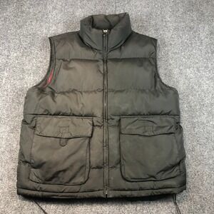 St. John's Bay Mens Puffer Vest Black Full Zip Sleeveless Padded Utility M